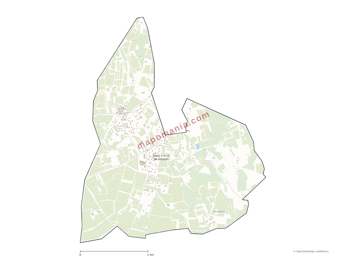 Carte de Saint-Pierre-de-Vassols à personnaliser