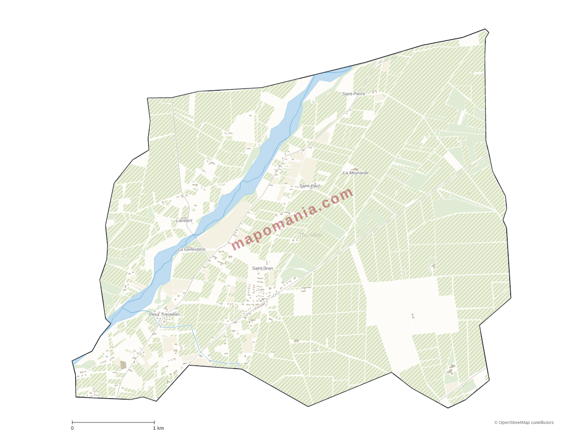 Carte de Travaillan à personnaliser