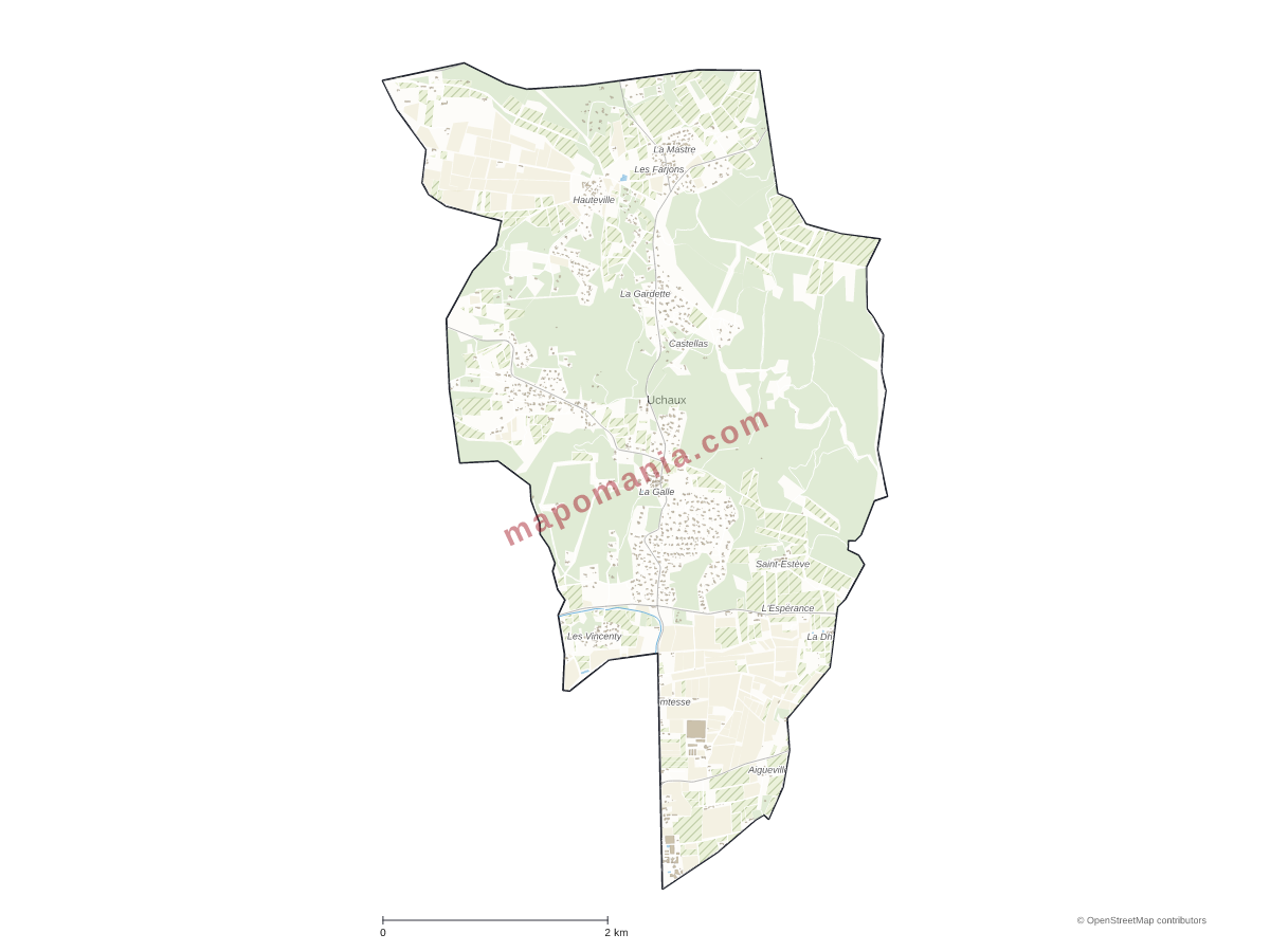 Carte de Uchaux à personnaliser
