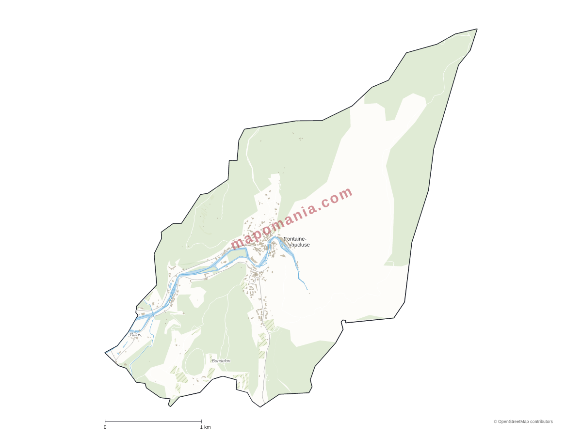Carte de Fontaine-de-Vaucluse à personnaliser