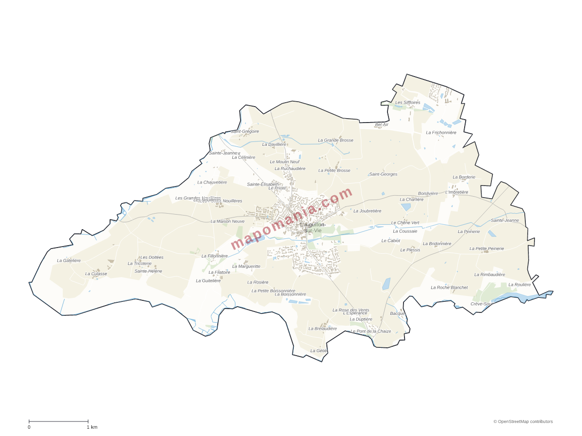 Carte de L'Aiguillon-sur-Vie à personnaliser