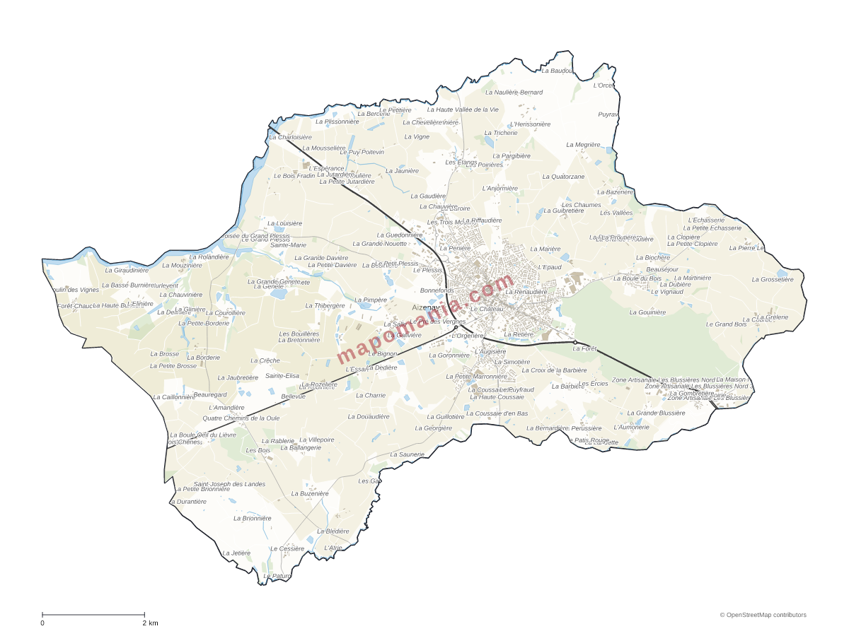 Carte de Aizenay à personnaliser