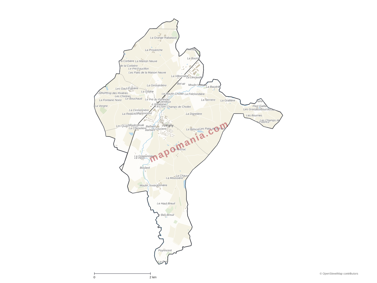 Carte de Antigny à personnaliser