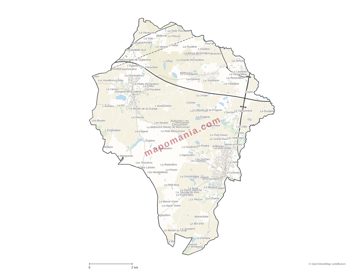 Carte de Aubigny-Les Clouzeaux à personnaliser
