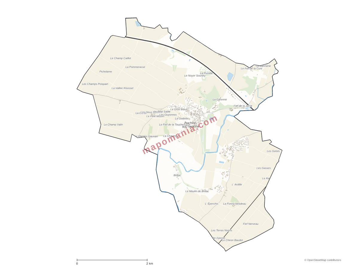 Carte de Auchay-sur-Vendée à personnaliser