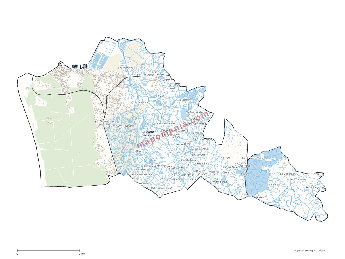Carte de La Barre-de-Monts à personnaliser