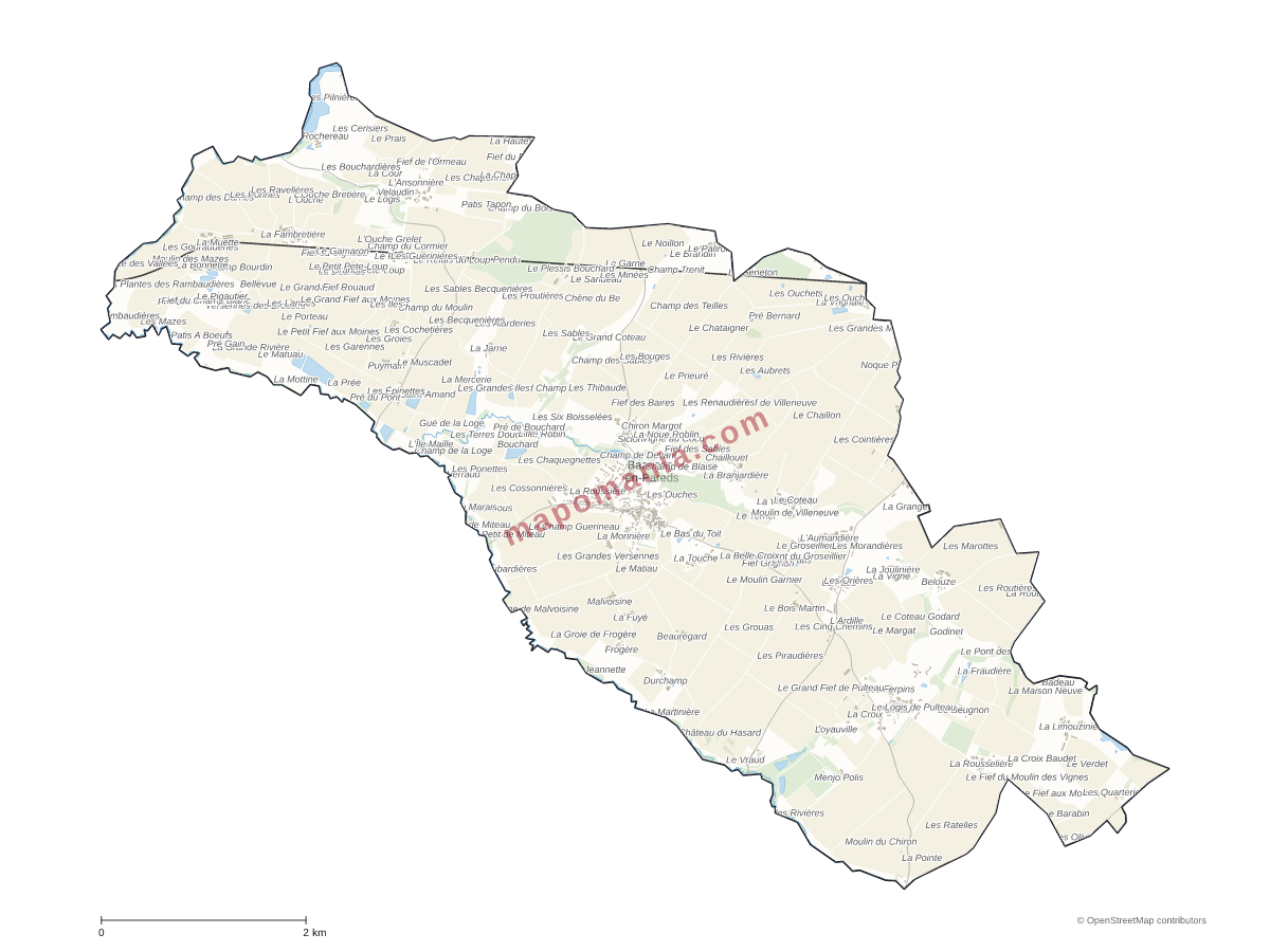 Carte de Bazoges-en-Pareds à personnaliser