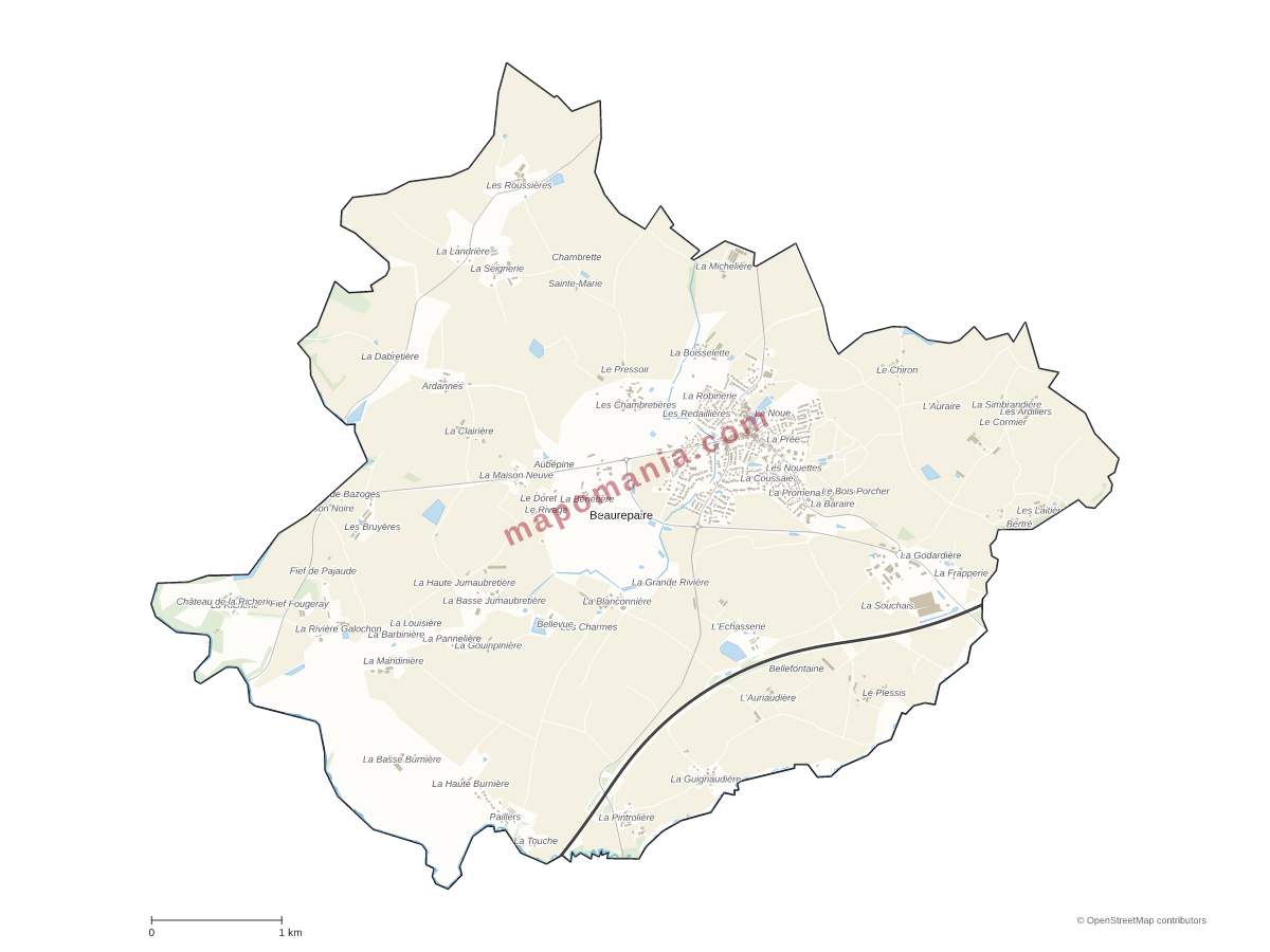 Carte de Beaurepaire à personnaliser