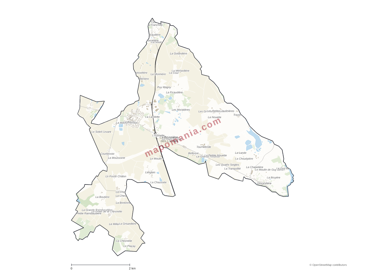 Carte de La Boissière-des-Landes à personnaliser