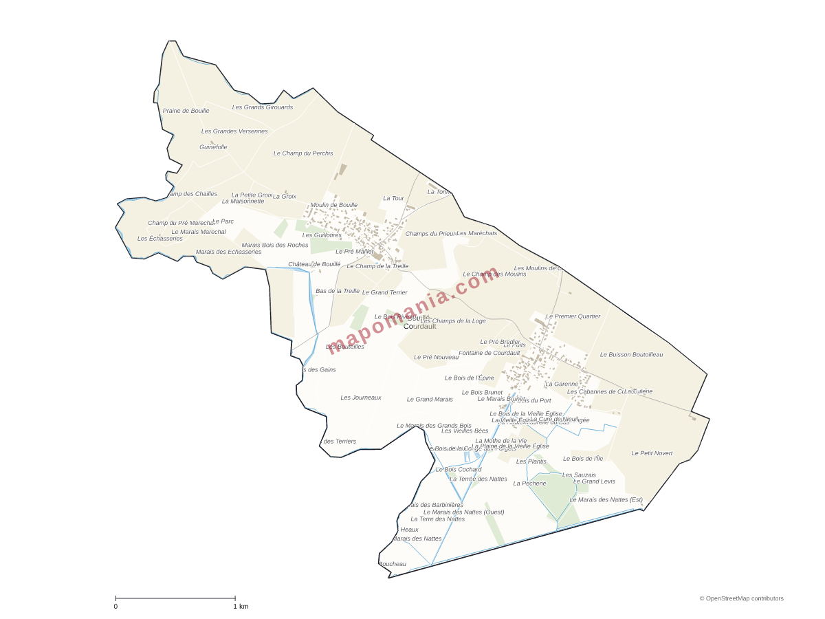 Carte de Bouillé-Courdault à personnaliser