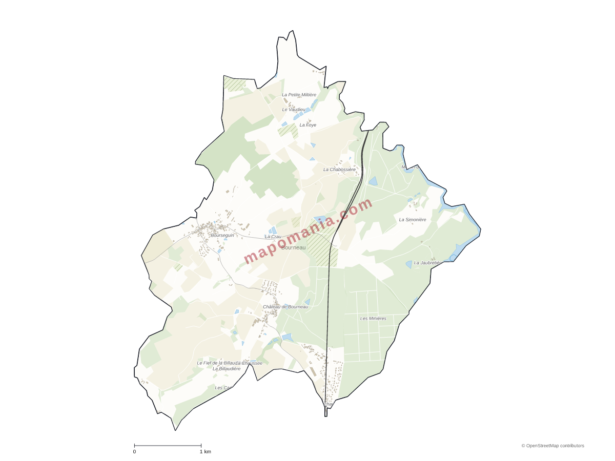 Carte de Bourneau à personnaliser