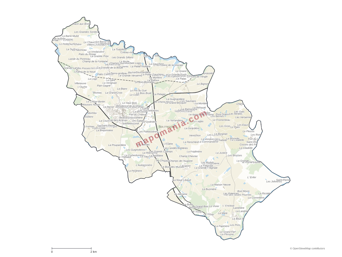 Carte de Bournezeau à personnaliser