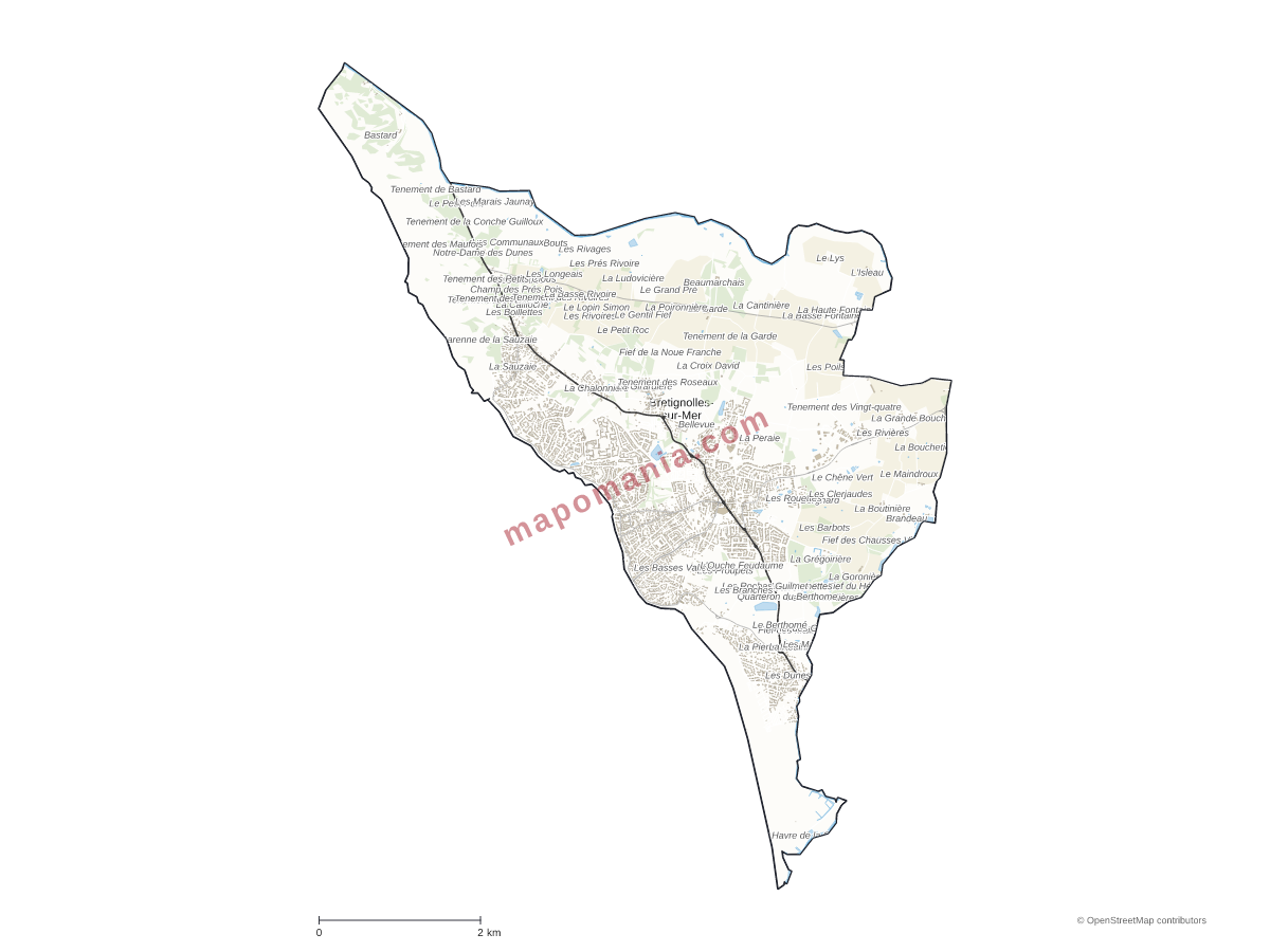 Carte de Bretignolles-sur-Mer à personnaliser