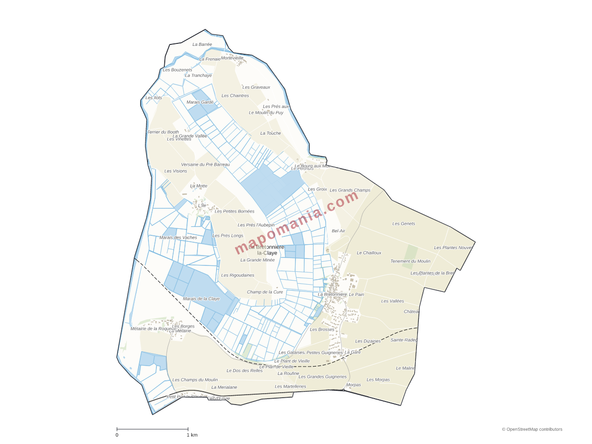 Carte de La Bretonnière-la-Claye à personnaliser