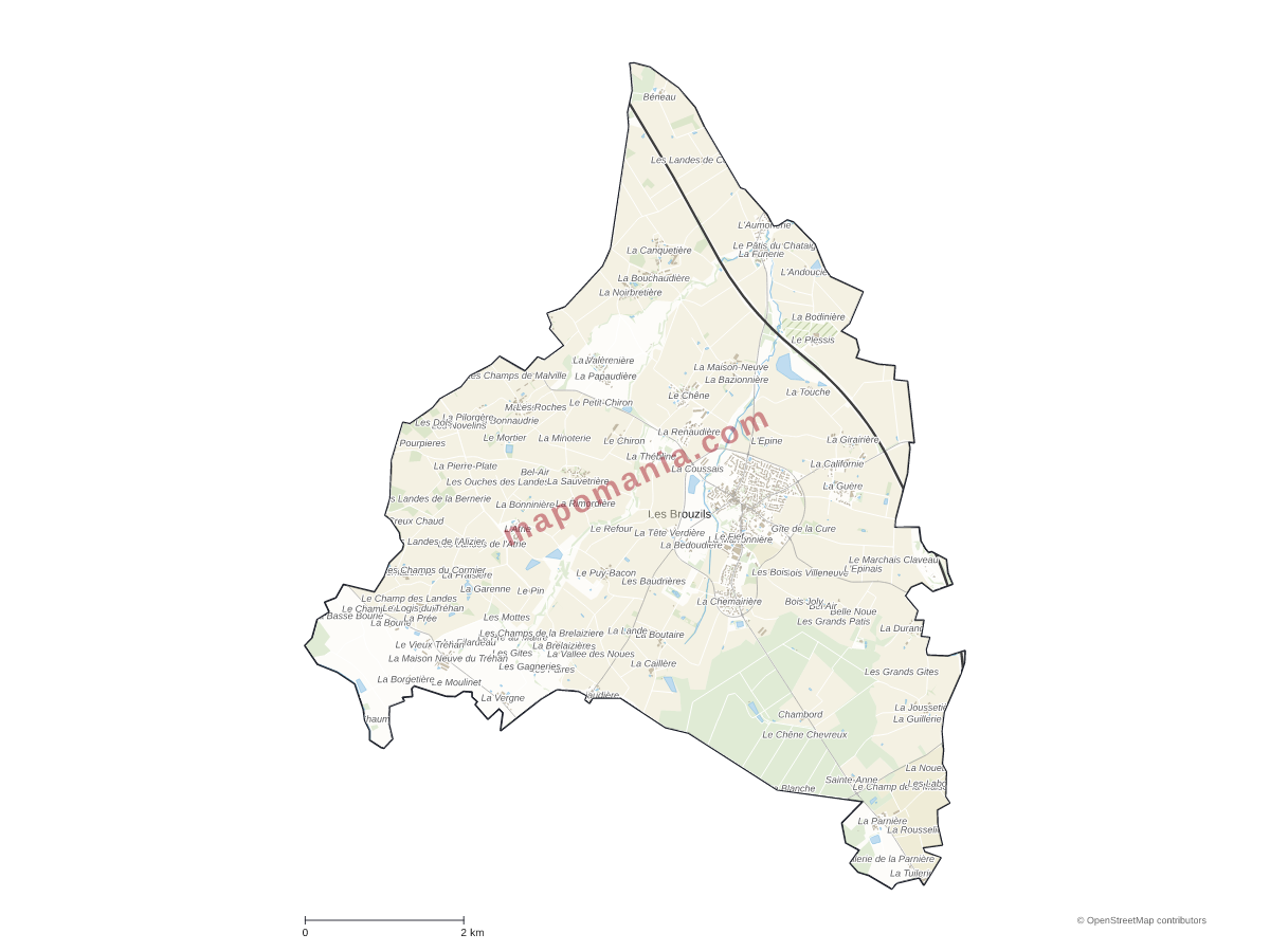 Carte de Les Brouzils à personnaliser