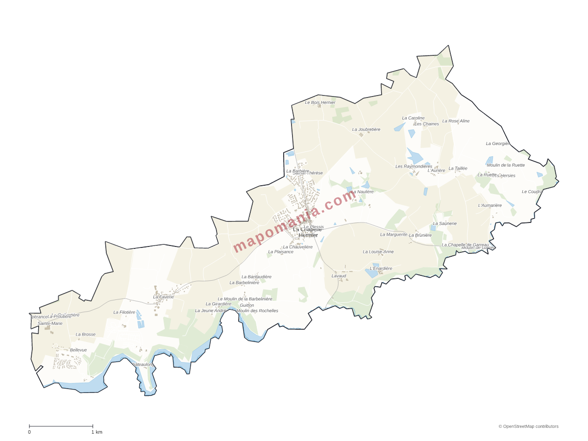 Carte de La Chapelle-Hermier à personnaliser