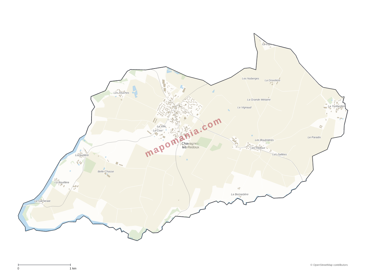 Carte de Chavagnes-les-Redoux à personnaliser
