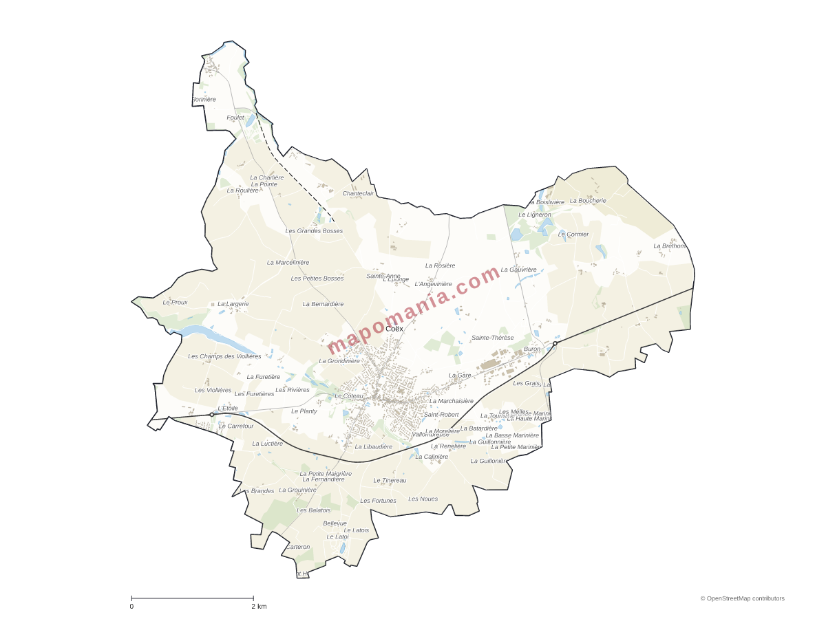 Carte de Coëx à personnaliser