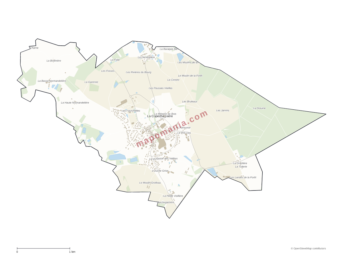 Carte de La Copechagnière à personnaliser