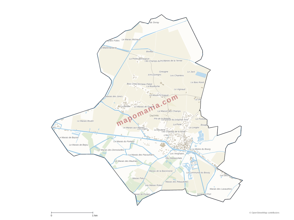 Carte de Damvix à personnaliser