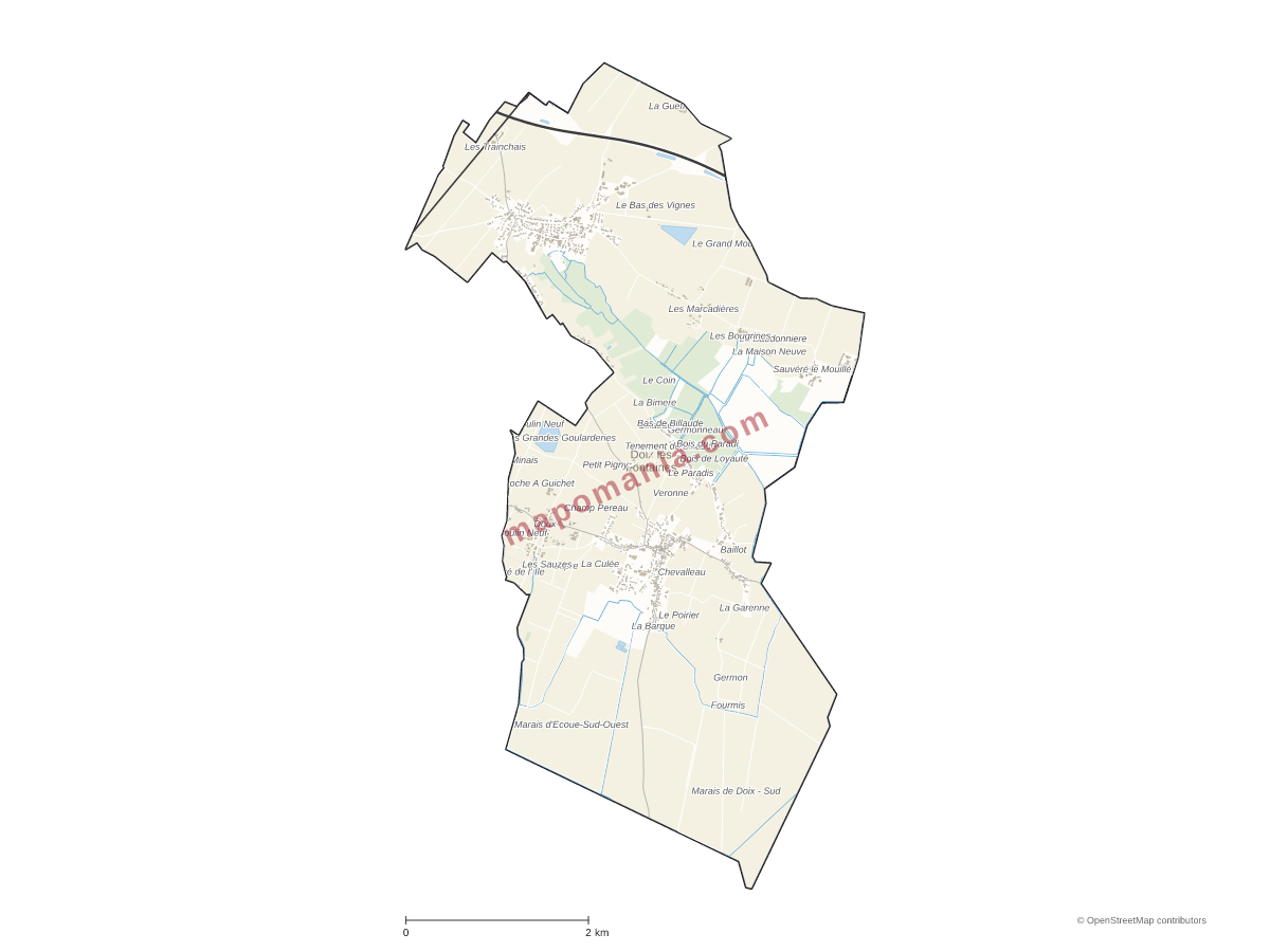 Carte de Doix lès Fontaines à personnaliser