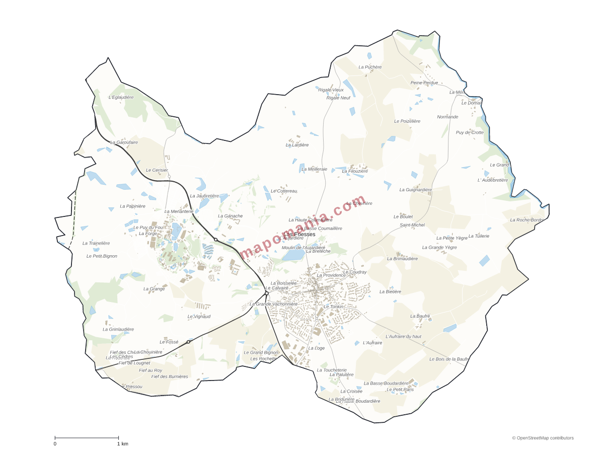 Carte de Les Epesses à personnaliser