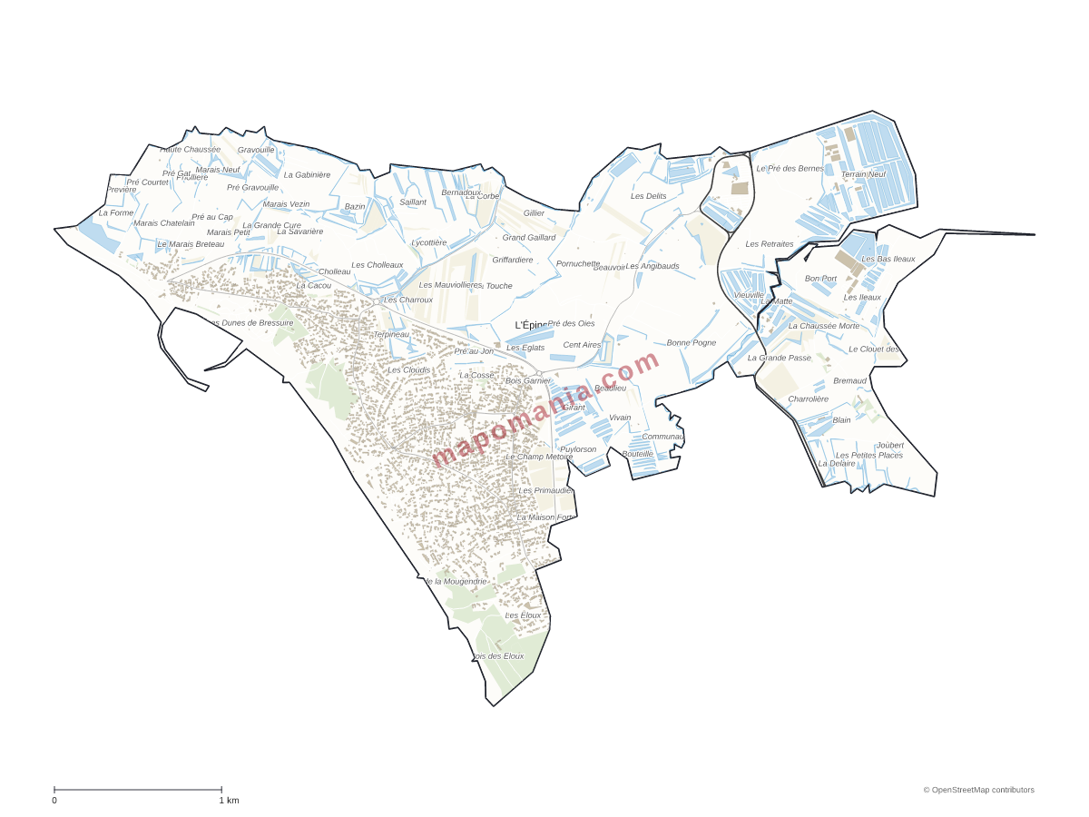Carte de L'Épine à personnaliser