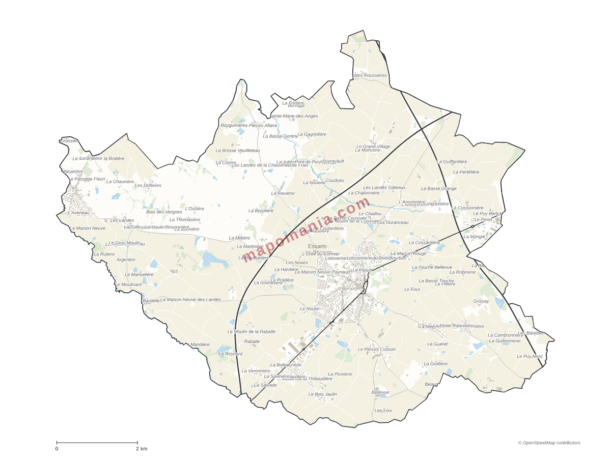 Carte de Essarts-en-Bocage à personnaliser