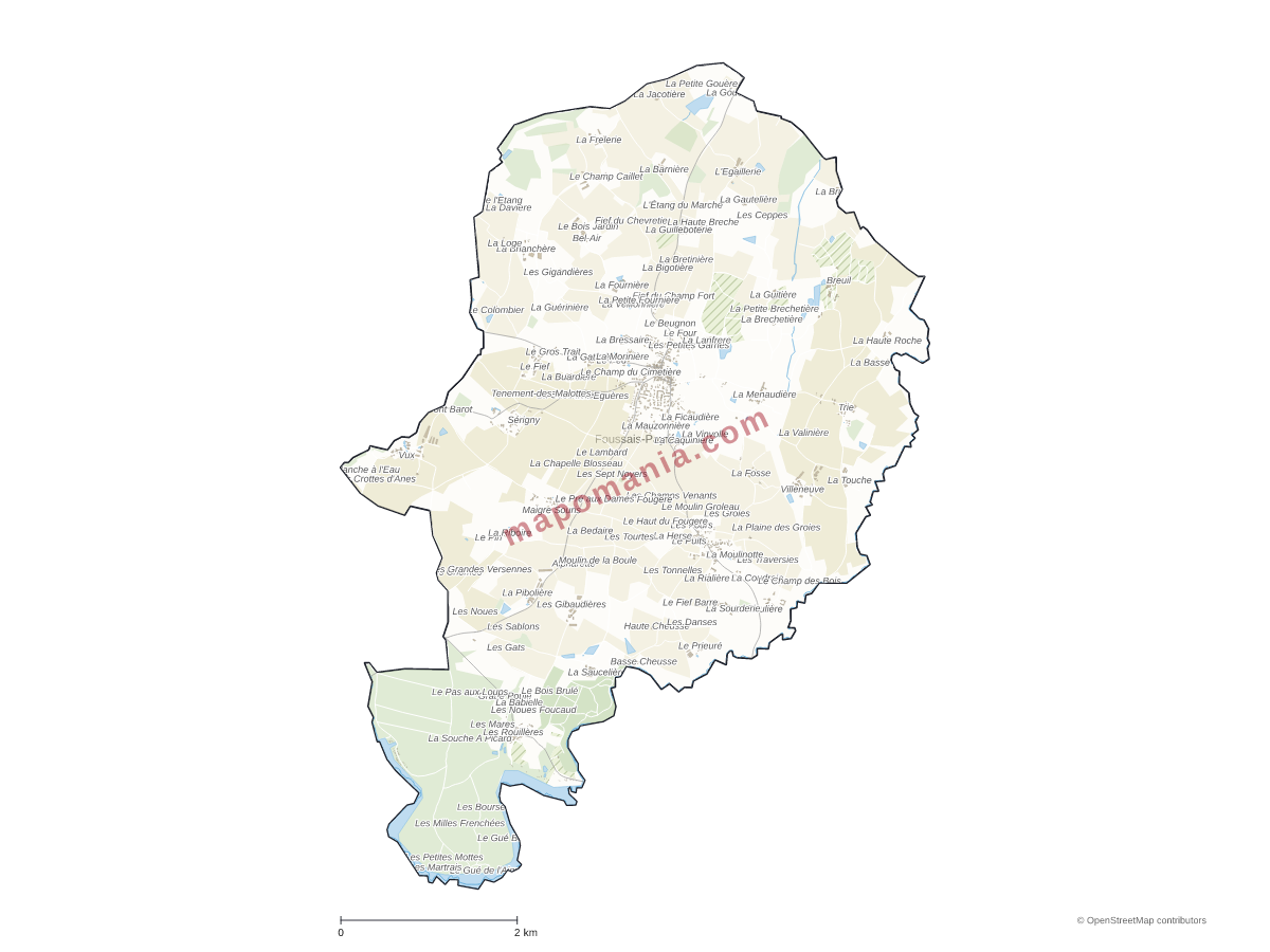 Carte de Foussais-Payré à personnaliser