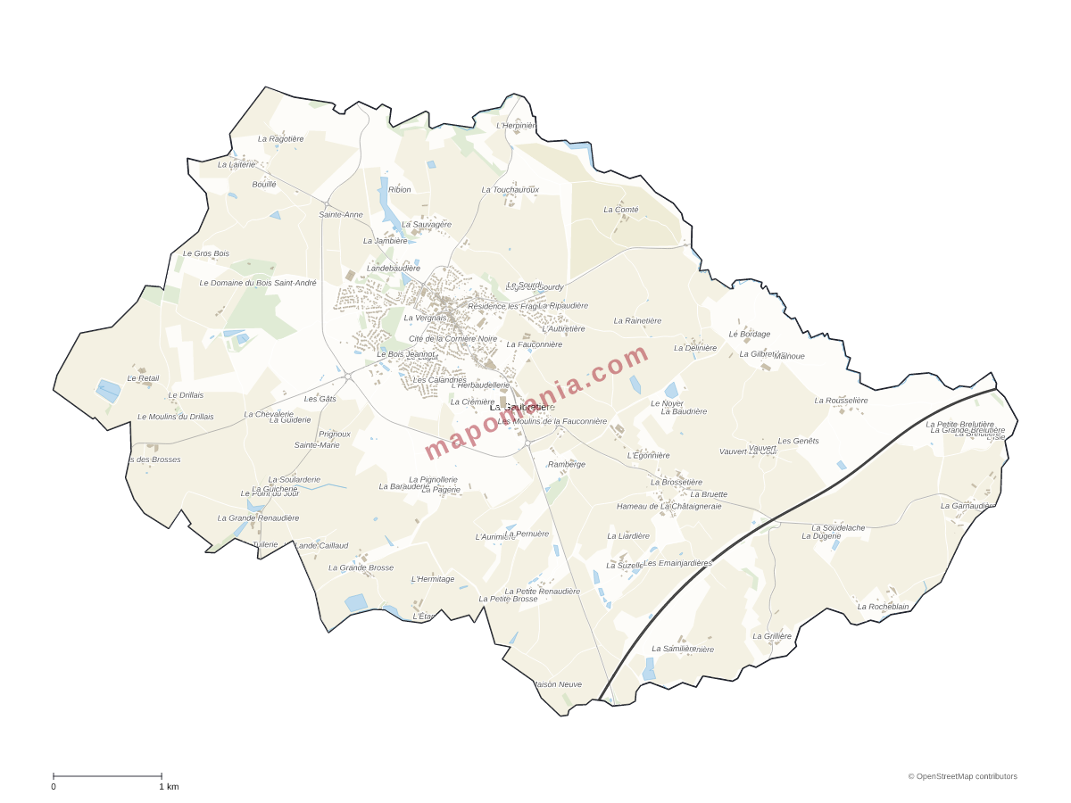 Carte de La Gaubretière à personnaliser