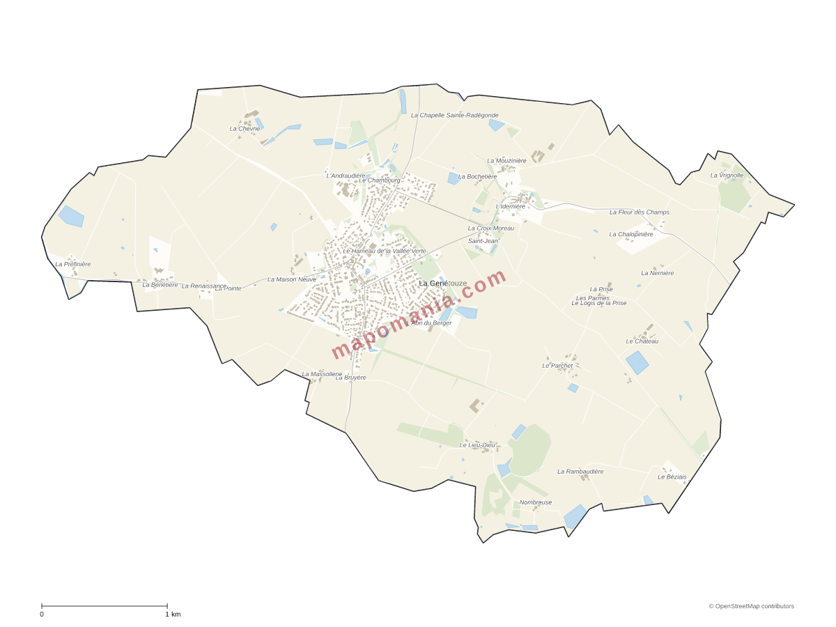 Carte de La Genétouze à personnaliser