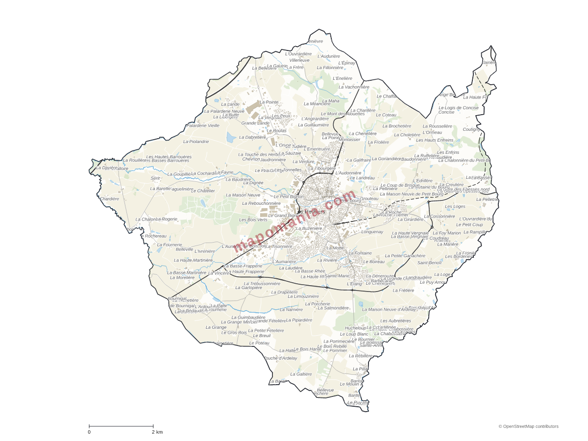 Carte de Les Herbiers à personnaliser
