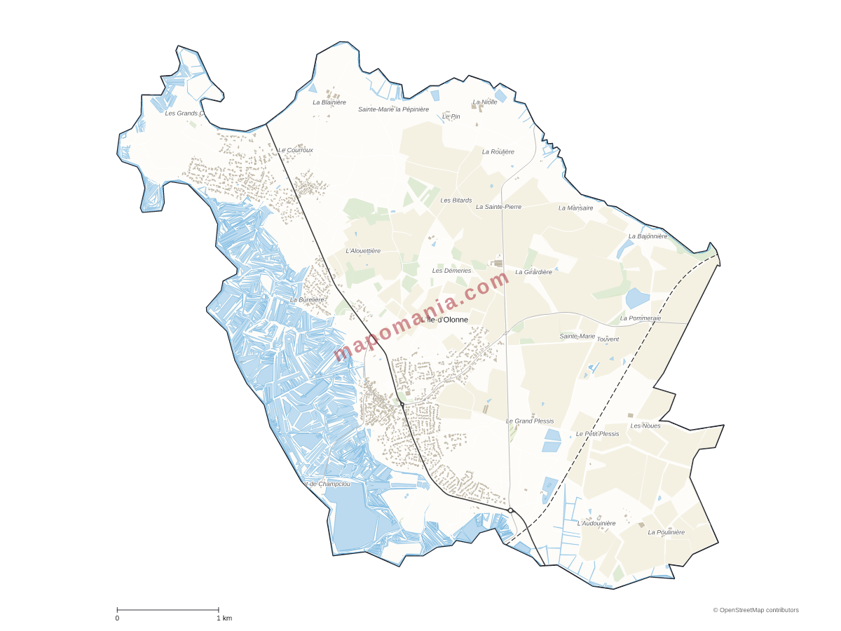 Carte de L'Île-d'Olonne à personnaliser