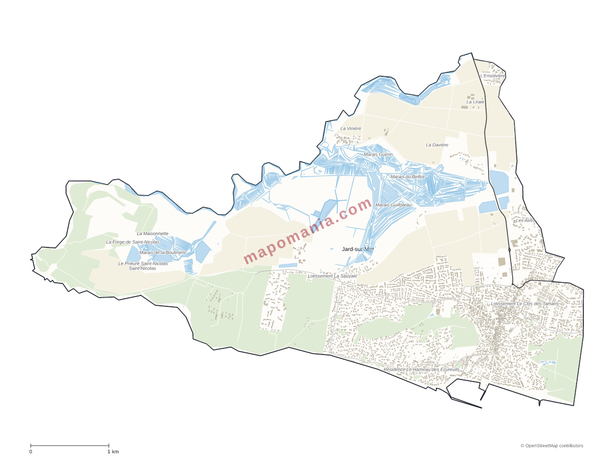 Carte de Jard-sur-Mer à personnaliser