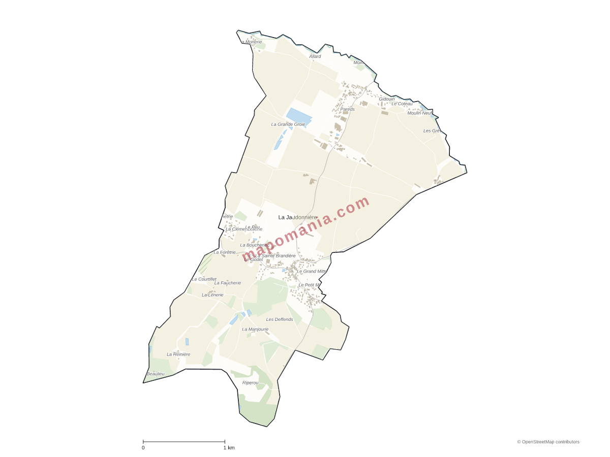 Carte de La Jaudonnière à personnaliser
