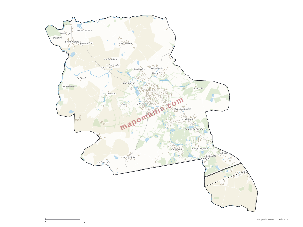 Carte de Landeronde à personnaliser
