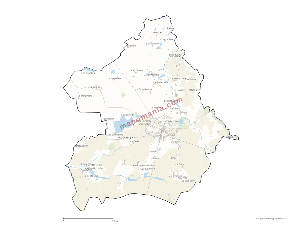Carte de Les Landes-Genusson à personnaliser
