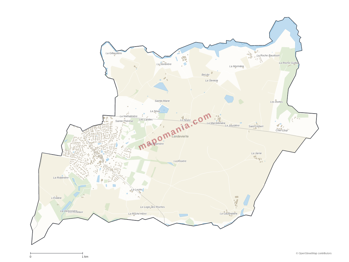 Carte de Landevieille à personnaliser