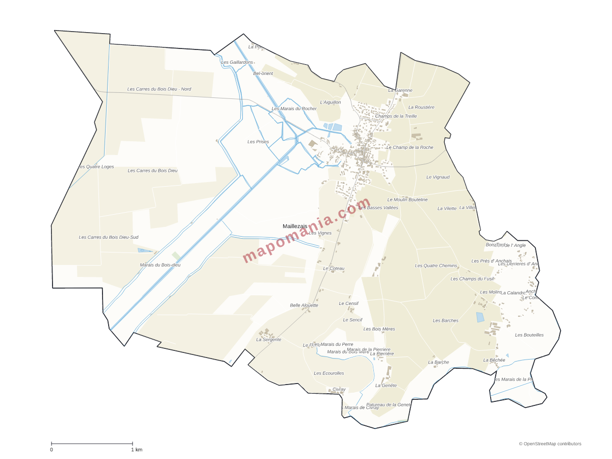 Carte de Maillezais à personnaliser
