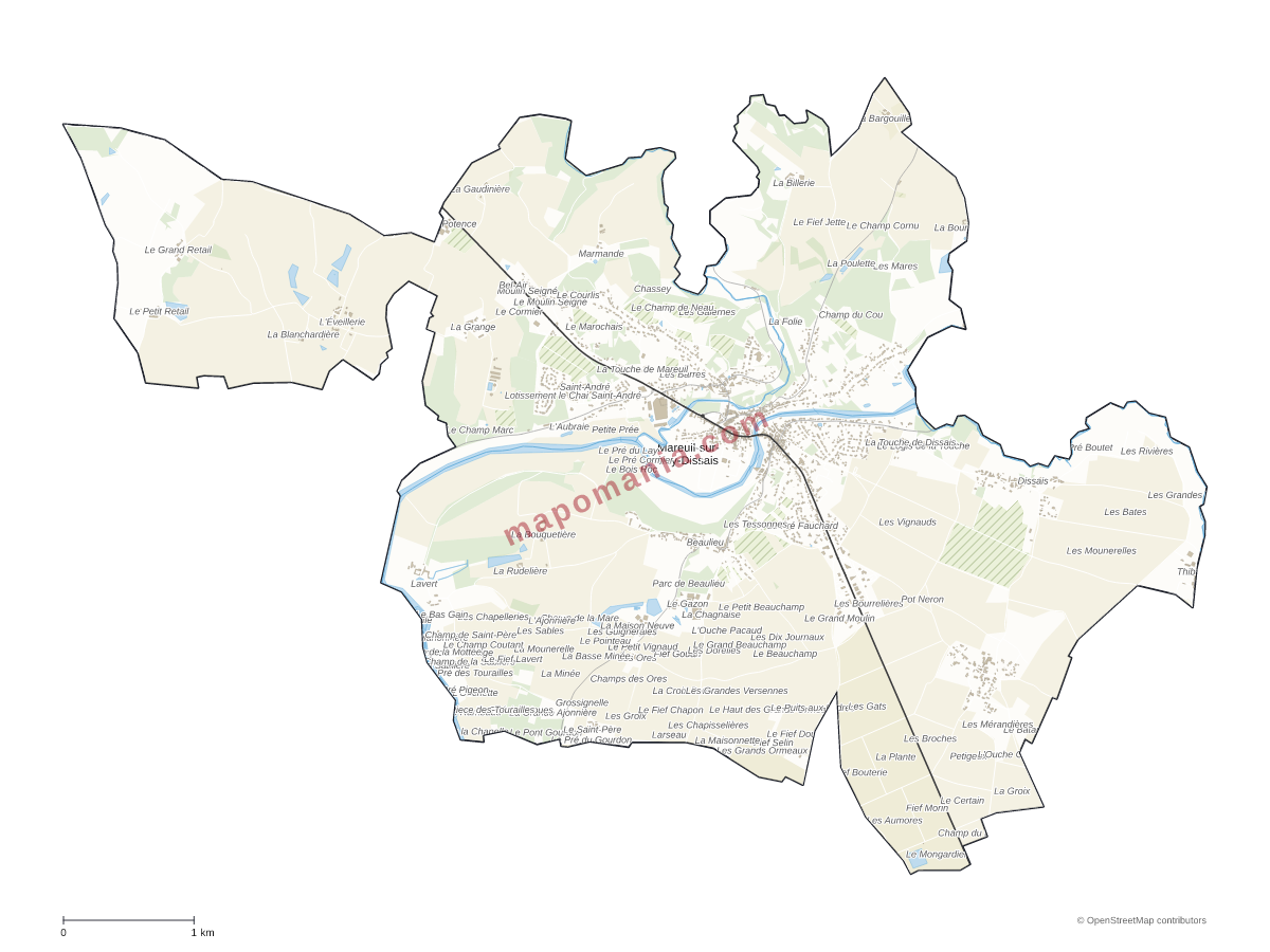 Carte de Mareuil-sur-Lay-Dissais à personnaliser