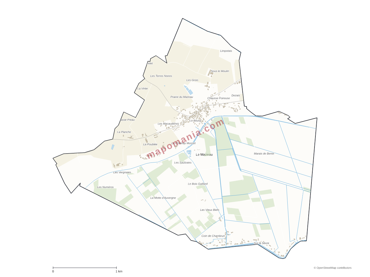 Carte de Le Mazeau à personnaliser