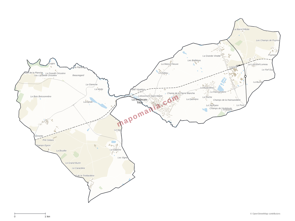 Carte de La Meilleraie-Tillay à personnaliser