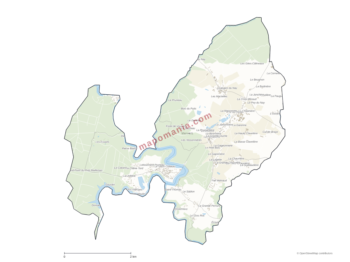 Carte de Mervent à personnaliser