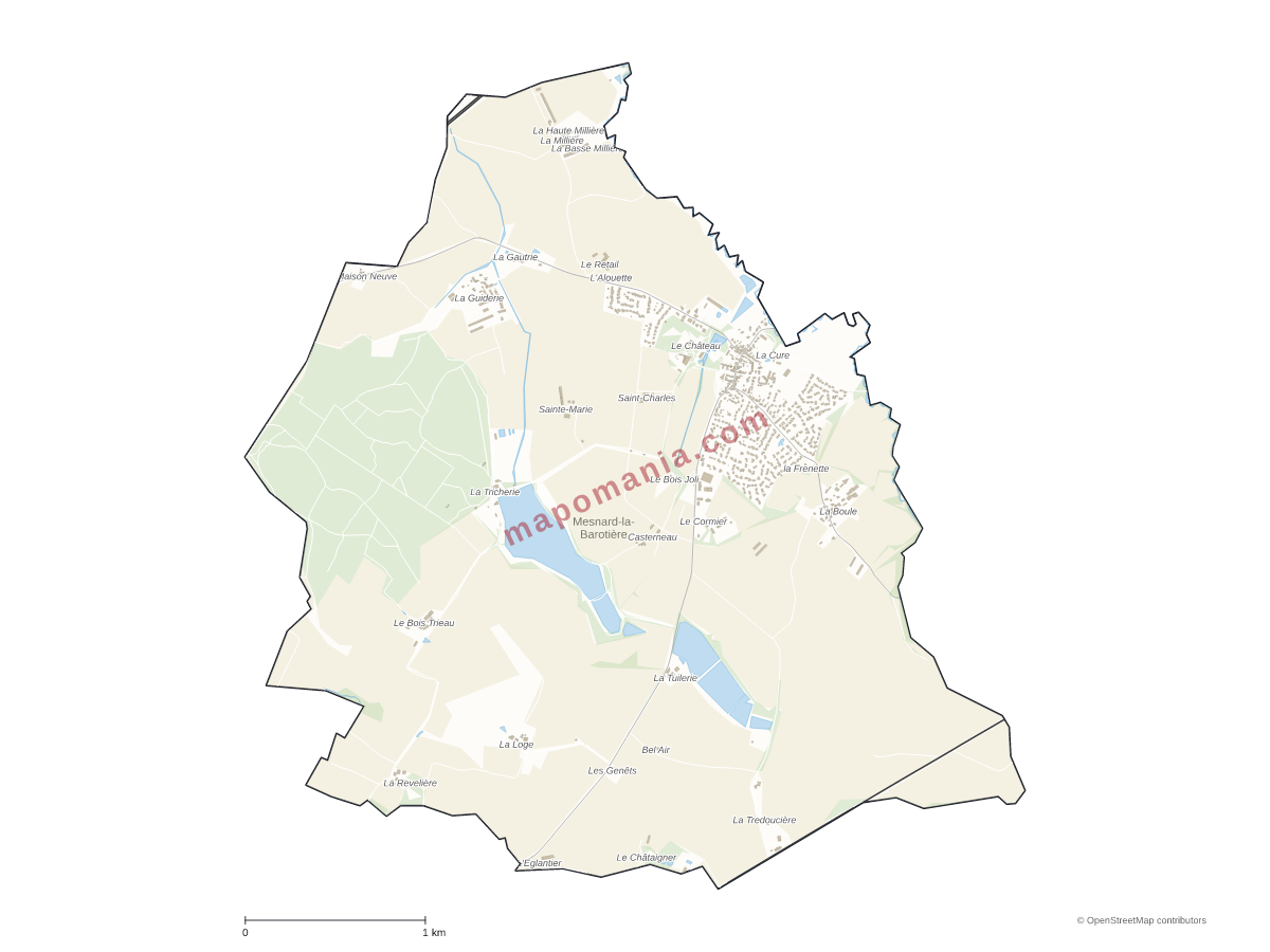Carte de Mesnard-la-Barotière à personnaliser