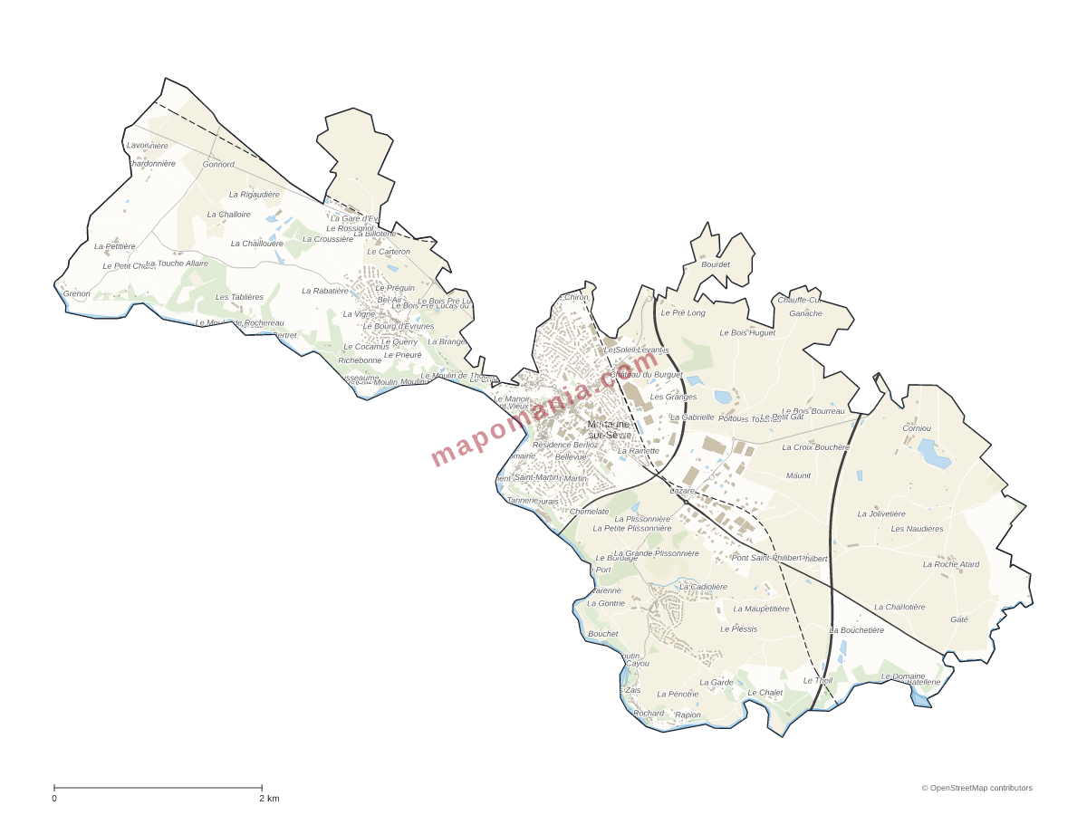 Carte de Mortagne-sur-Sèvre à personnaliser