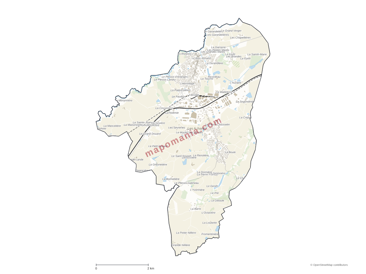 Carte de Les Achards à personnaliser