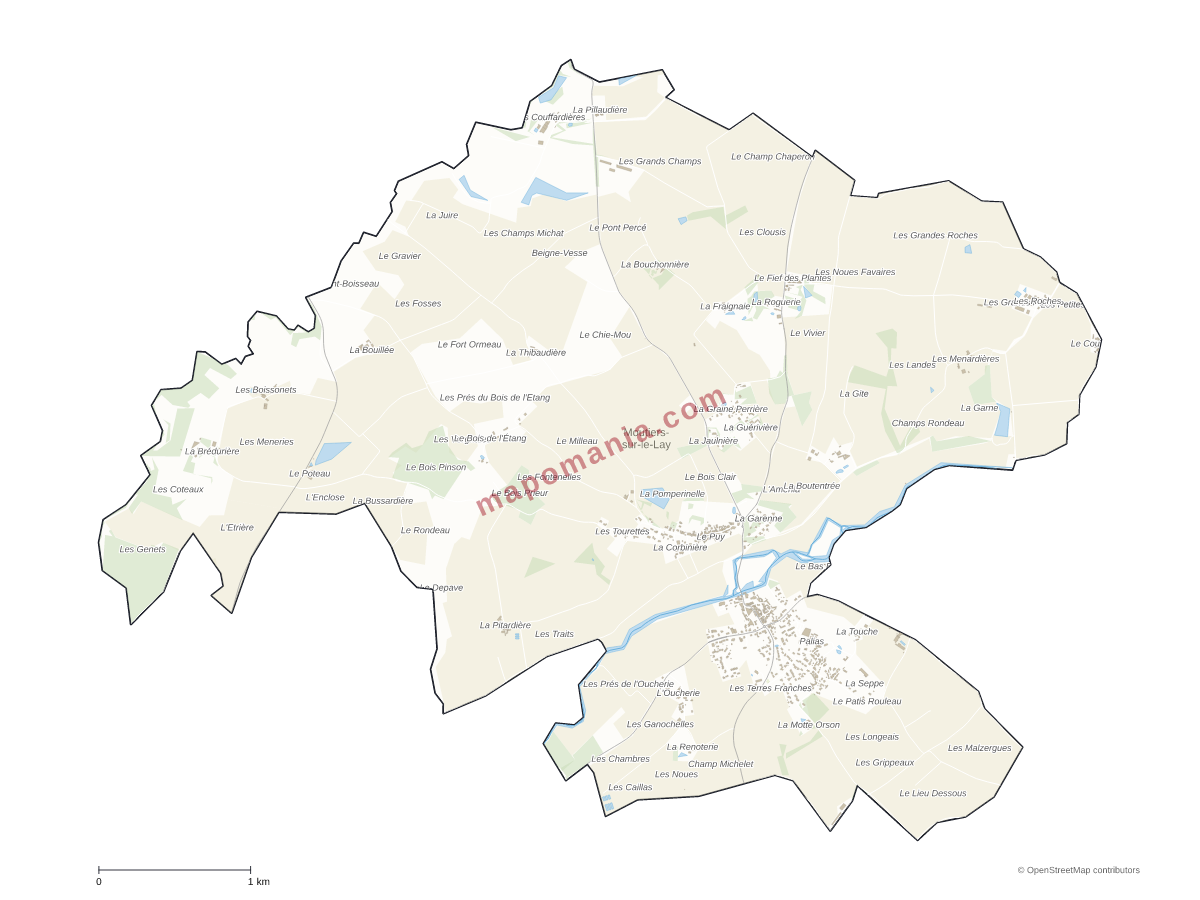 Carte de Moutiers-sur-le-Lay à personnaliser