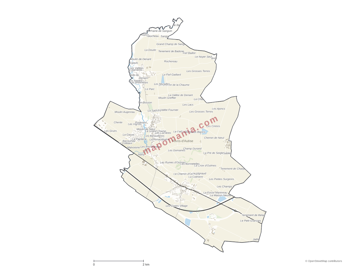 Carte de Rives-d'Autise à personnaliser