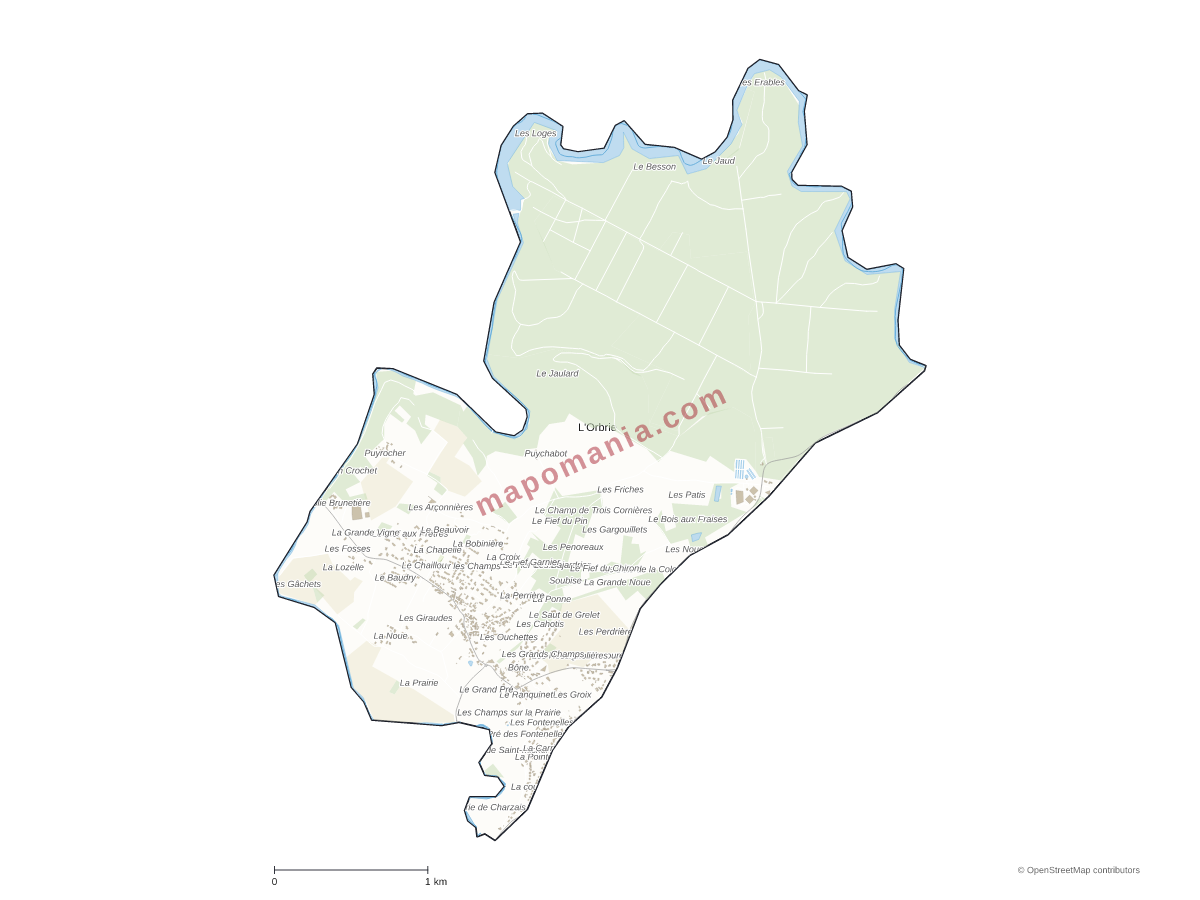 Carte de L'Orbrie à personnaliser