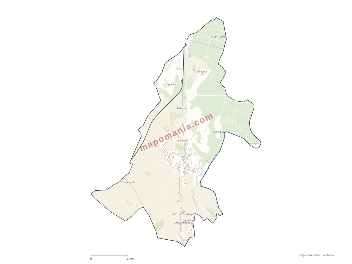 Carte de Pissotte à personnaliser